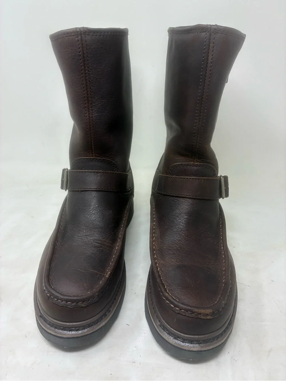 Georgia Boot Brown Leather Side-Zip Engineer Boot